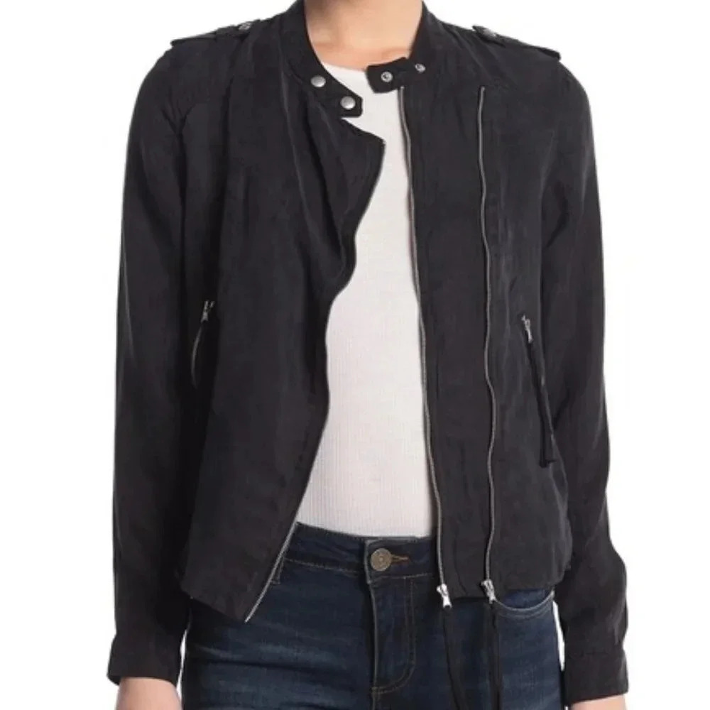 NWT BLANKNYC Black Dual Zip Soft Twill Moto Jacket S
